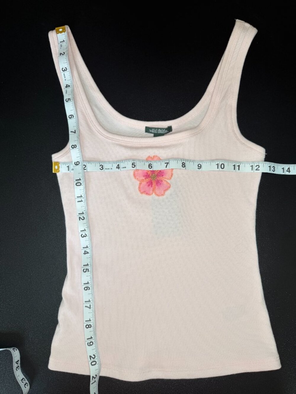 Wild Fable Pink Ribbed Tank Top with Beaded Flower - Picture 5 of 5